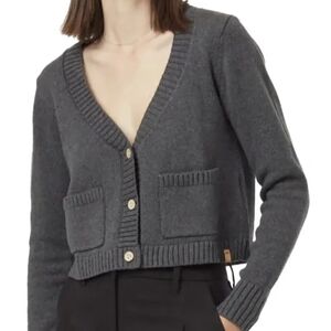 BNWT tentree Highline Grayson Cropped Cardigan S Dark Grey Heather